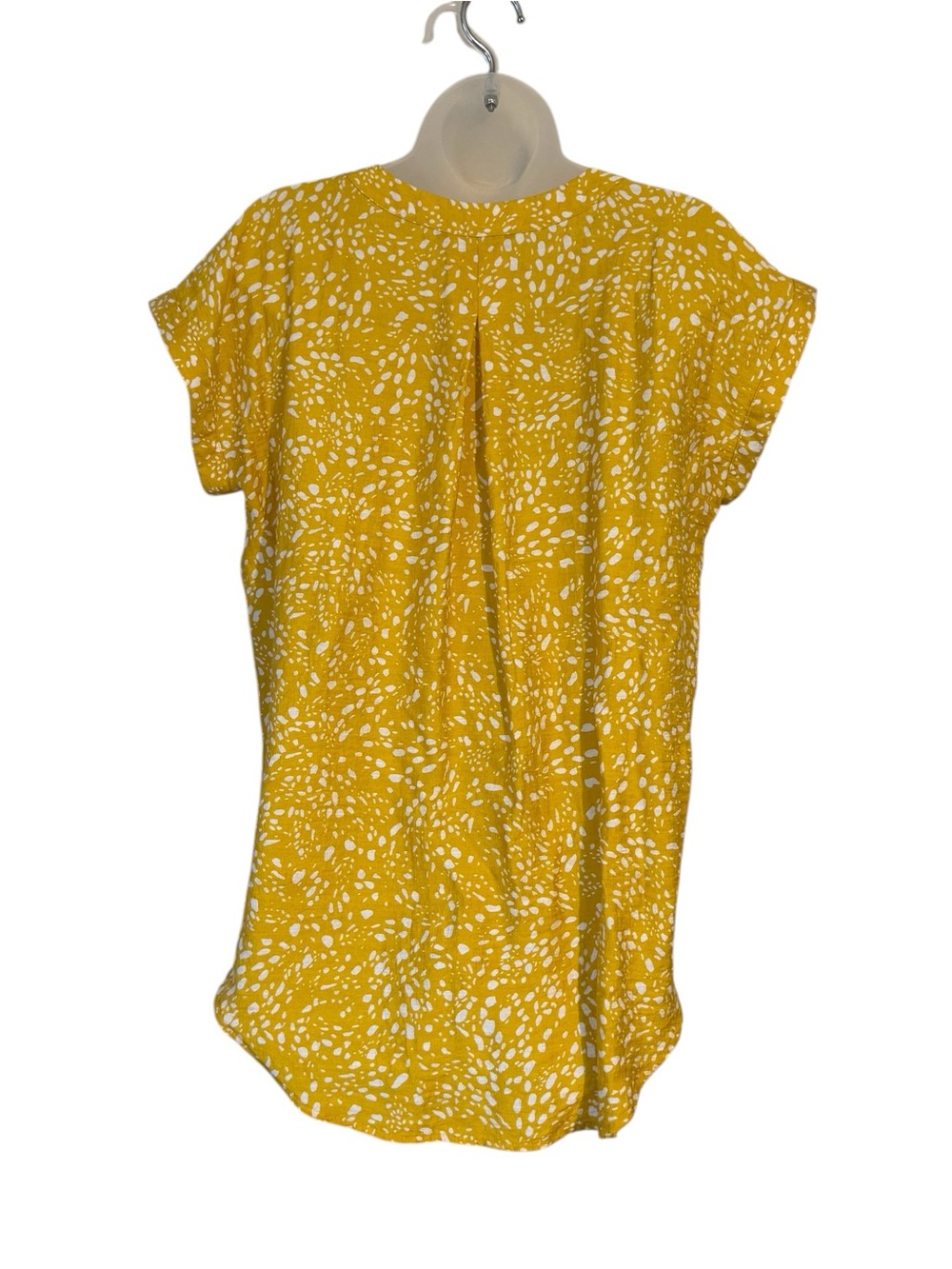 VERA WANG Simply Vera  Yellow White Speckled V-Neck Cap Sleeve Top  MEDIUM    #M - Picture 6 of 9